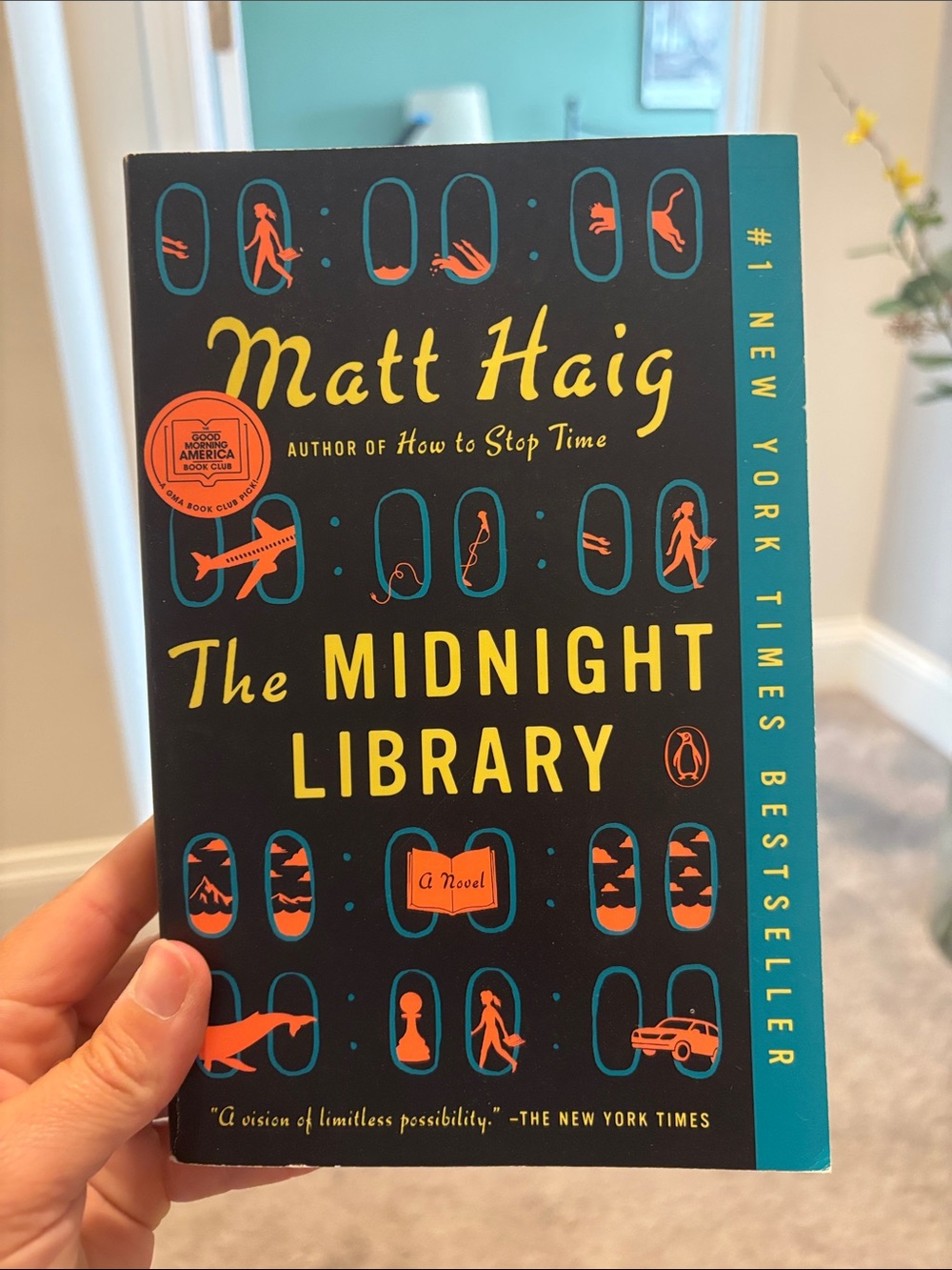 The Midnight Library by Matt Haig - Navy & Teal Paperback